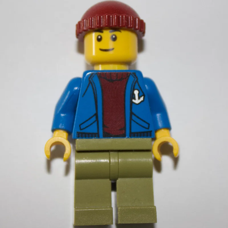 Blue Torso, Olive Green Legs, Dark Red Cap