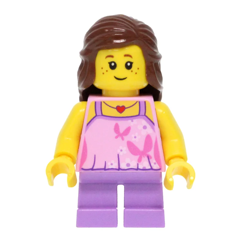 Kid - Bright Pink Torso, Medium Lavender Legs, Reddish Brown Hair