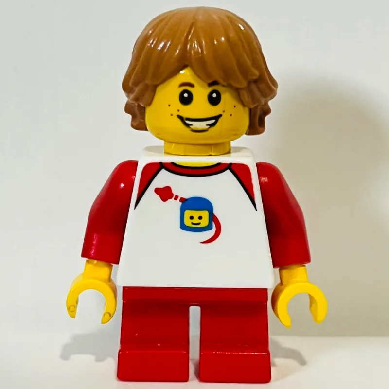 Kid - White Torso, Red Legs, Medium Nougat Hair