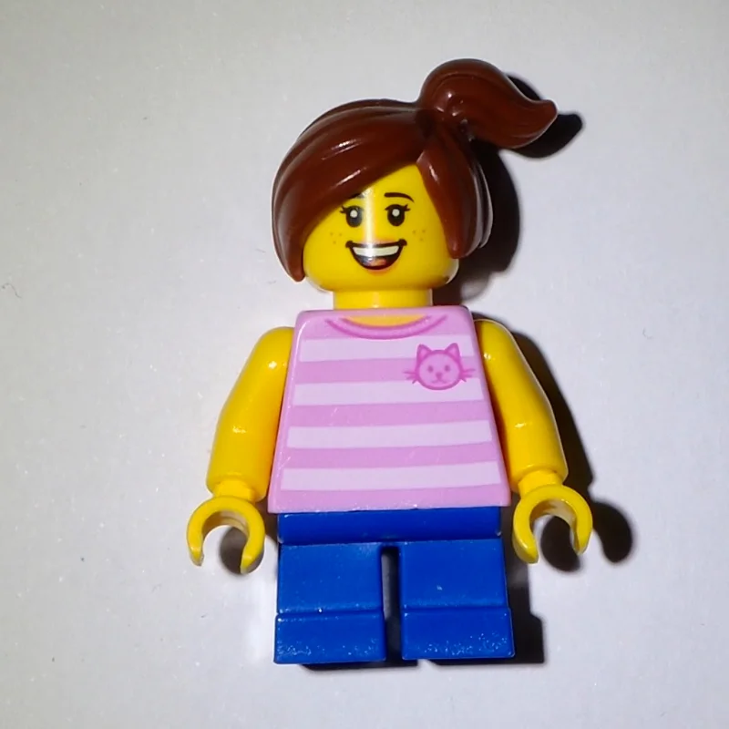Bright Pink Hair, Blue Legs, Reddish Brown Hair