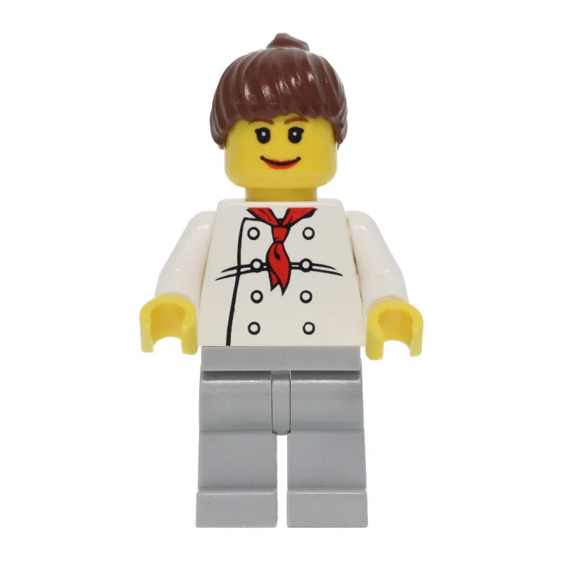 Chef, Woman, Red Neckerchief, Light Bluish Gray Legs, Reddish Brown Hair, 3626bpr0043 Head