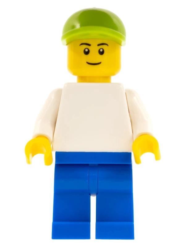 White Torso, Blue Legs, Lime Cap