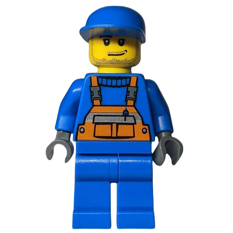 Worker - Blue Torso, Orange Overall, Blue Cap