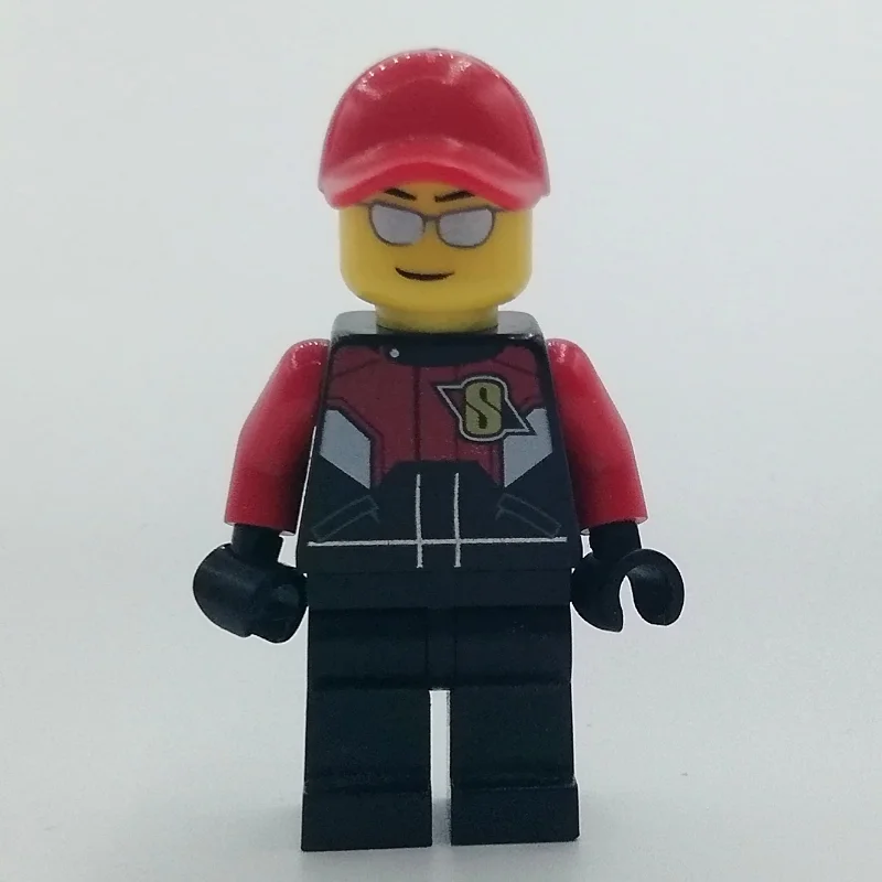 Racer, Black and Red Jumpsuit, Red Cap, Silver Sunglasses