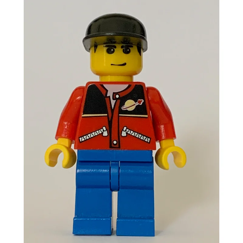 Man, Red Jacket with Classic Space Logo, Black Cap
