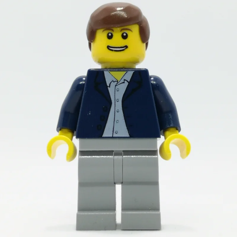 Man, Open Dark Blue Jacket, Light Bluish Gray Legs, Reddish Brown Hair