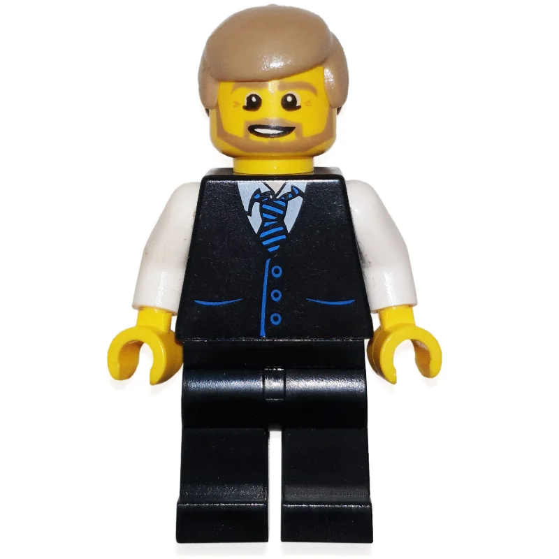 Man, Black Vest with Tie, Dark Tan Hair, Beard