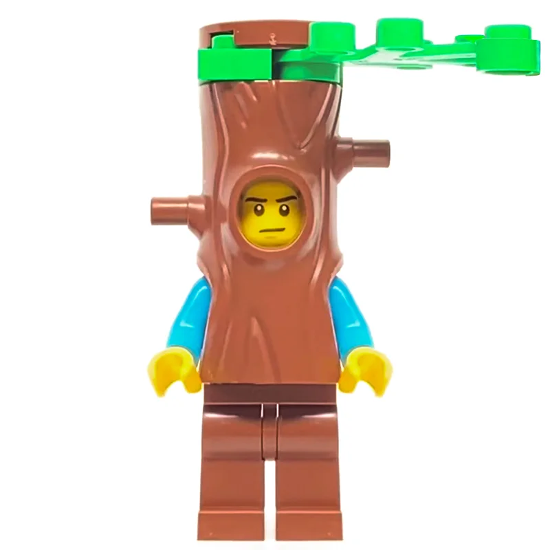 Man, Dark Tan Vest, Tree Costume with Branch