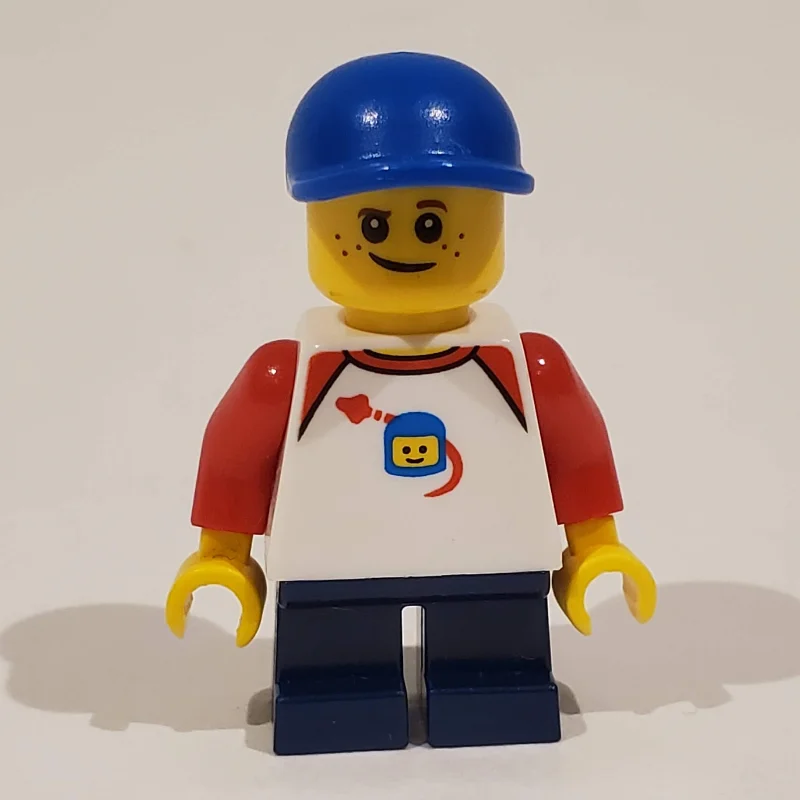 Boy, Classic Spaceman on Shirt, Short Dark Blue Legs, Blue Cap