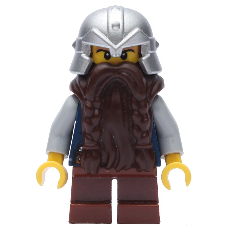 Dwarf, Dark Brown Beard, Metallic Silver Helmet
