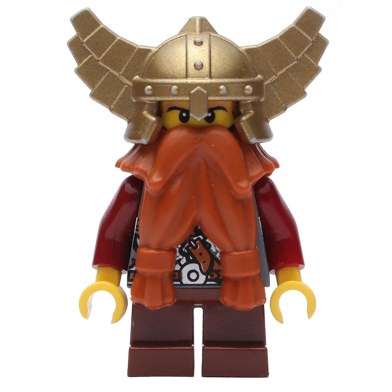 Dwarf, Dark Orange Beard, Metallic Gold Winged Helmet