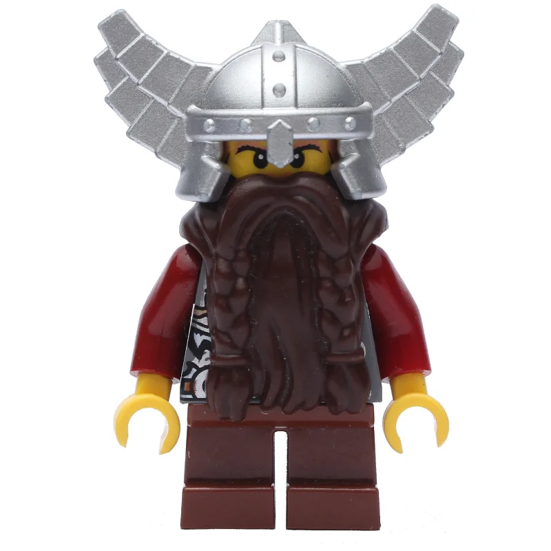 Dwarf, Dark Brown Beard, Metallic Silver Winged Helmet