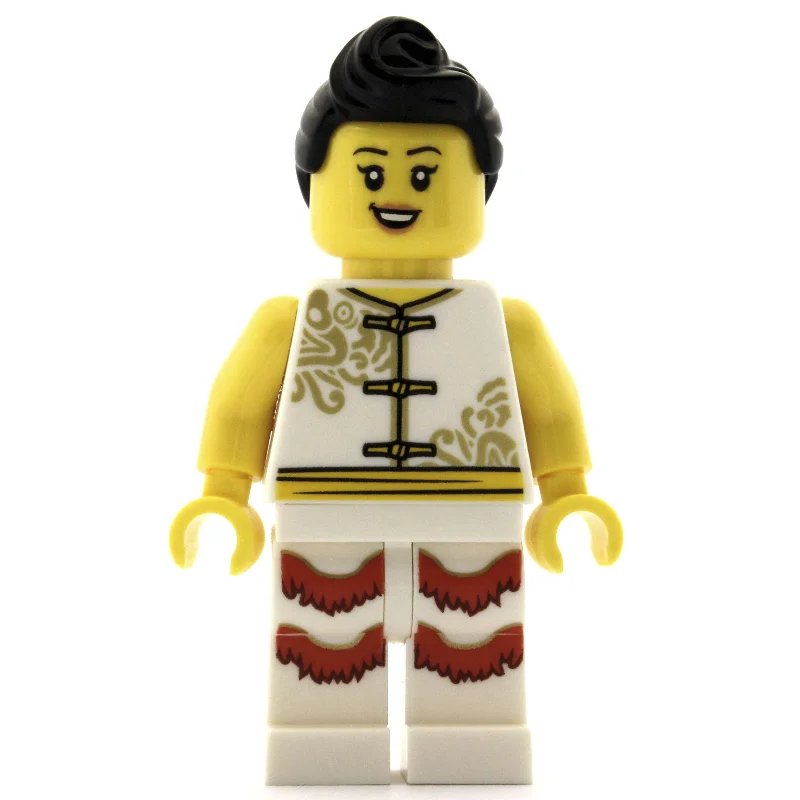 Woman, White Robes with Ties, White Legs, Black Hair