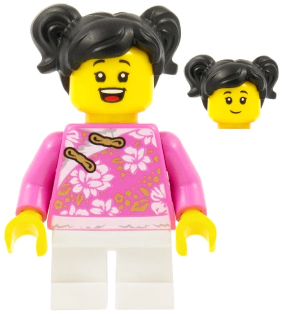 Girl, Dark Pink Robe, Short White Legs, Black Hair