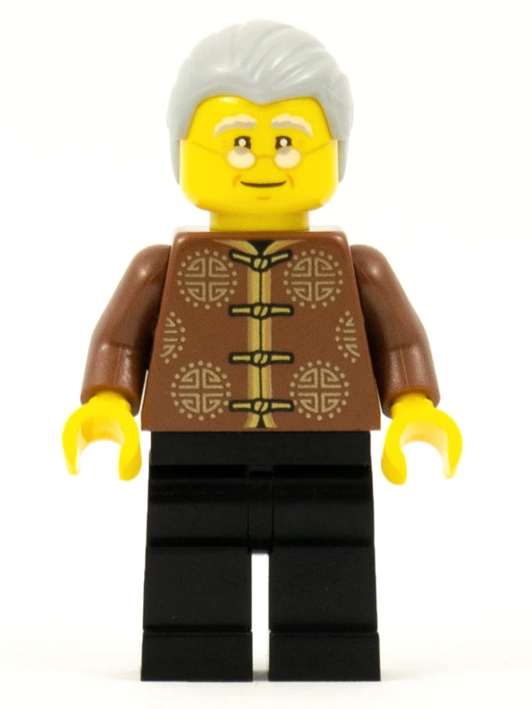 Man, Reddish Brown Robe with Ties, Black Legs, Light Bluish Gray Hair, Glasses