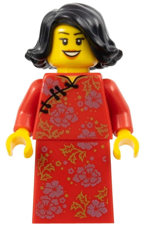 Woman, Red Robe with Dress, Black Hair