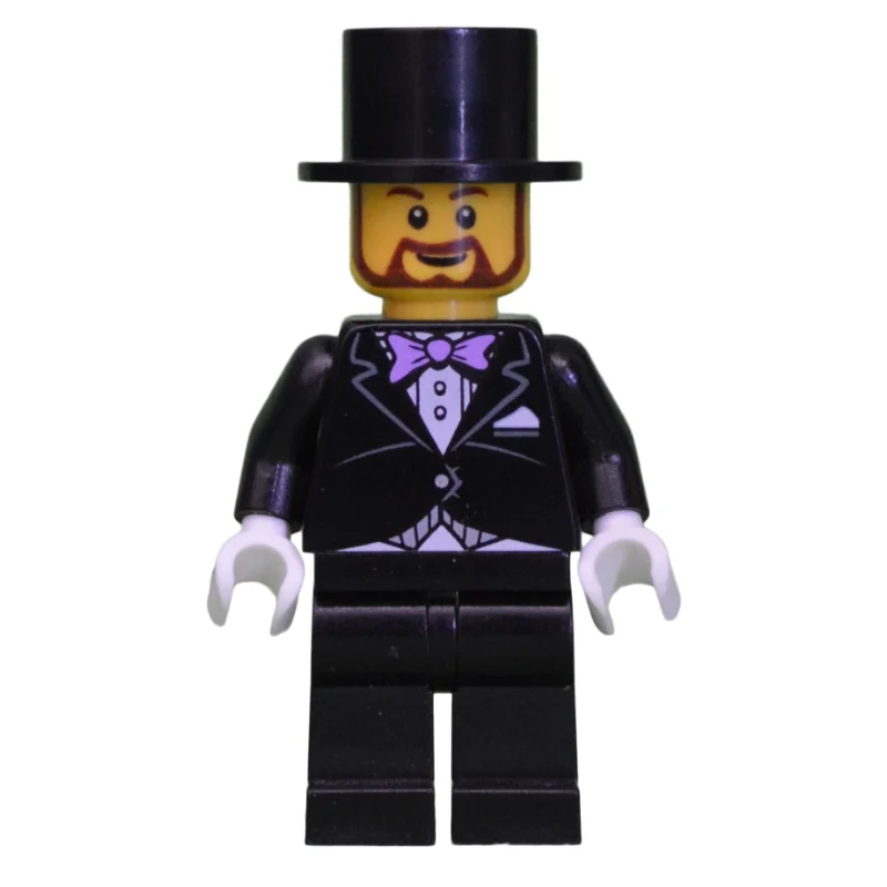 Groom, Black Suit with Lavender Bow Tie, Top Hat