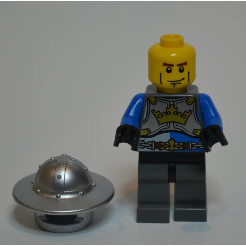 Knight, Blue, Wide Brim Helmet, Cheek Lines