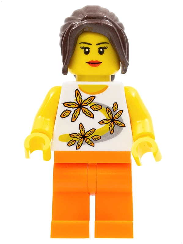 White Torso, Orange Legs, Dark Brown Hair