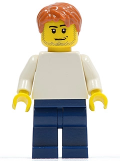 White Torso, Dark Blue Legs, Dark Orange Hair