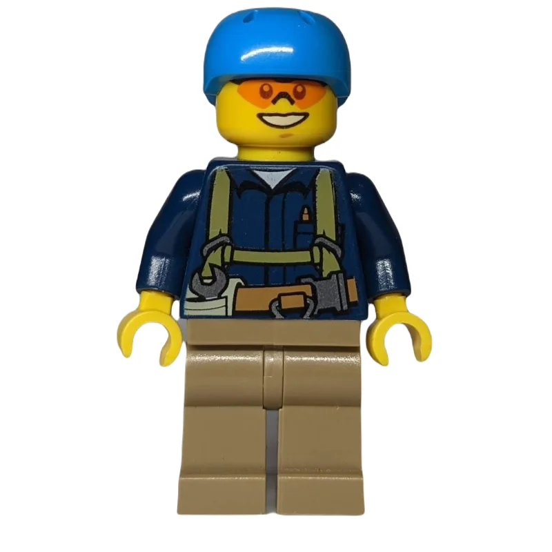 Dark Blue Torso, Dark Tan Legs, Dark Azure Helmet