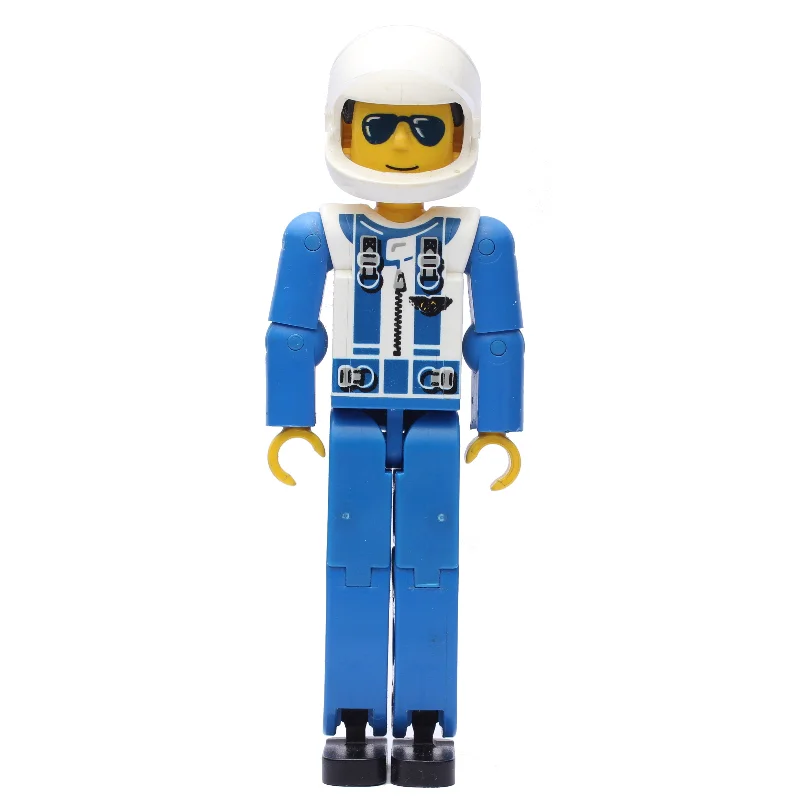 Technic Figure Blue Legs, White Top with Zip & Shoulder Harness Print, Blue Arms - White Helmet
