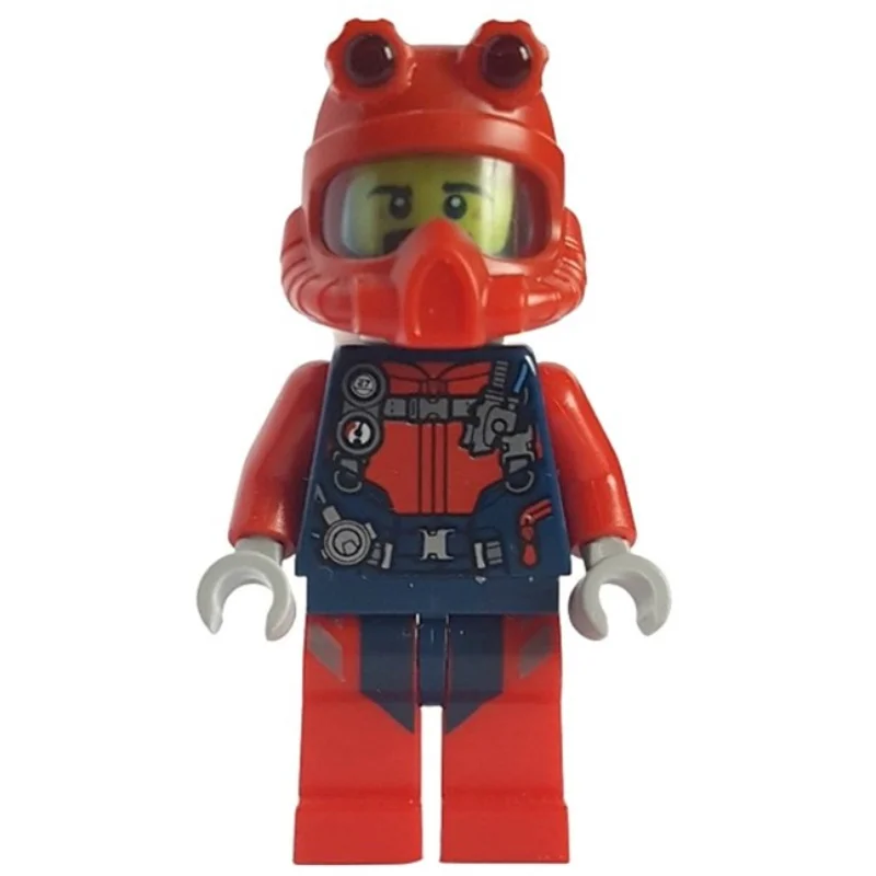 Diver - Dark Blue Torso, Red Legs, Red Helmet, Beard