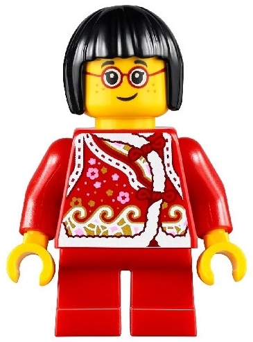 Kid Red Torso, Red Legs, Black Hair, Red Glasses