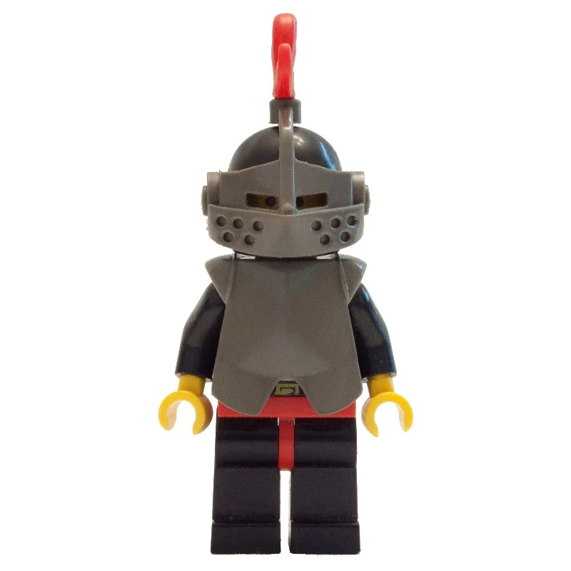 Knight (Breastplate on Black) - Black Legs, Armor, Red Plume, Hollow Stud Head