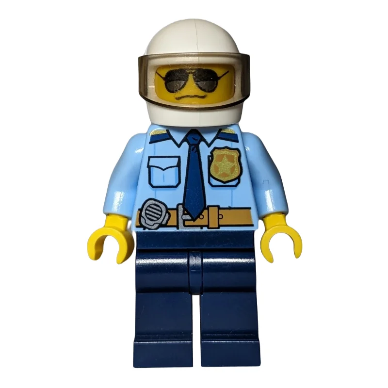 Police - Bright Light Blue Shirt, Dark Blue Legs, White Helmet
