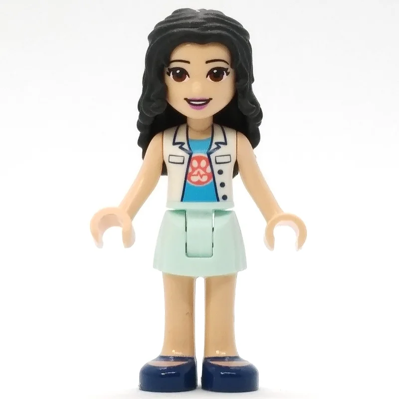Emma - White Veterinarian Jacket, Light Aqua Skirt