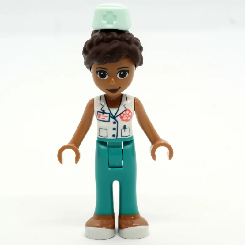 Donna - White Veterinarian Jacket, Dark Turquoise Pants, Hat