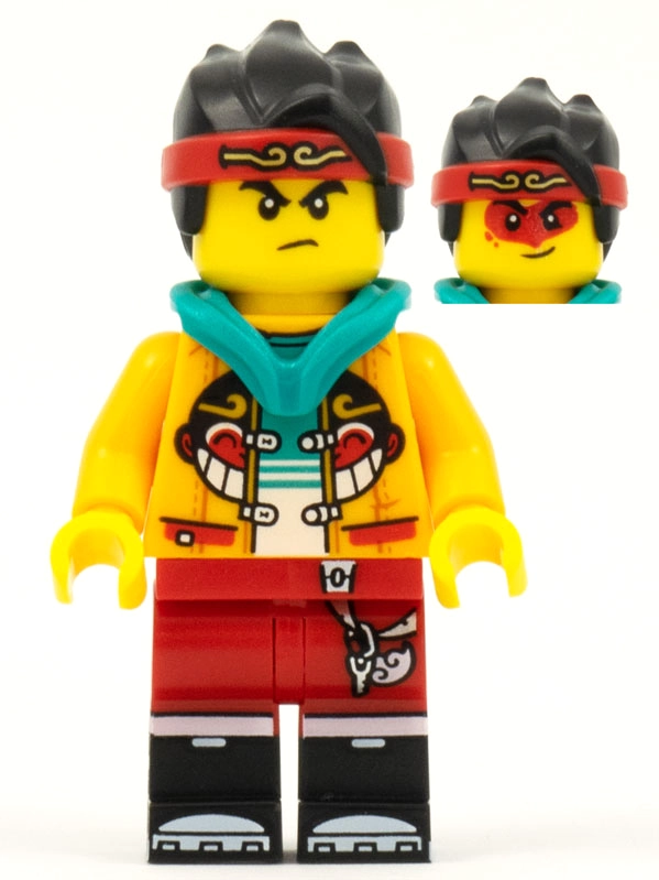 Monkie Kid, Dark Turquoise Hood, Red Eye Make-up, Stern