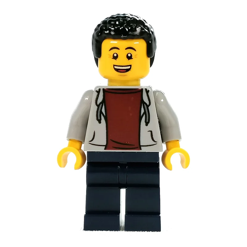 Light Bluish Grey Torso, Dark Blue Legs, Black Hair