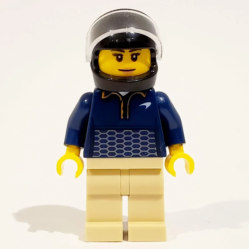 Racer Driver - Dark Blue Torso, Tan Legs, Black Helmet