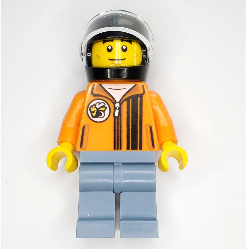 Race Driver - Orange Torso, Sand Blue Legs, Black Helmet