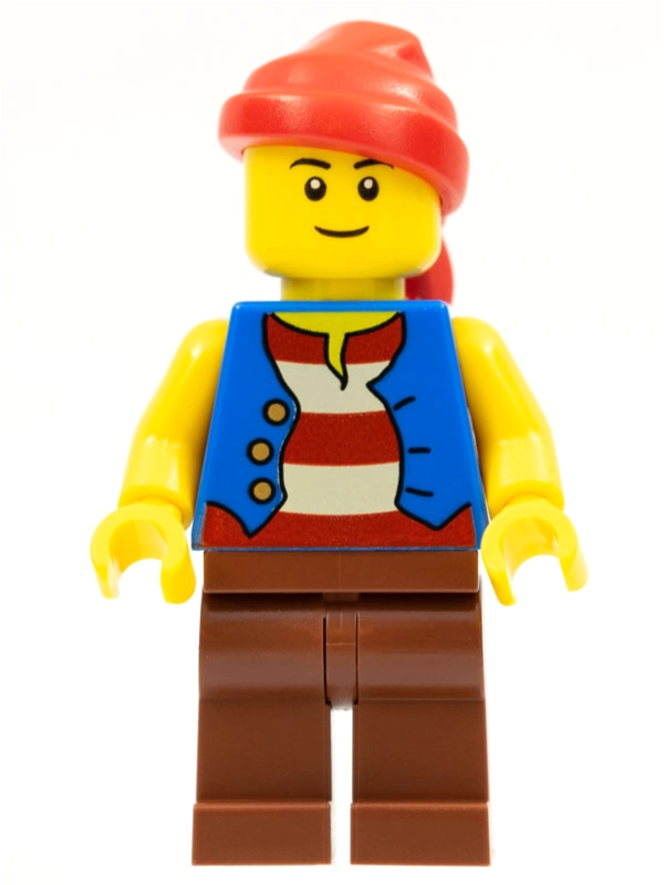Pirate - Blue Vest, Reddish Brown Legs, Red Bandana, Black Eyebrows