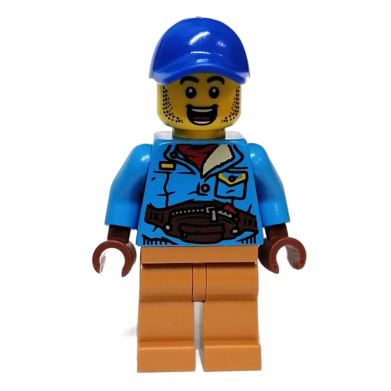 Dark Azure Torso, Medium Nougat Legs, Blue Cap