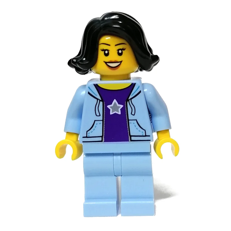 Bright Light Blue Torso and Legs, Black Hair