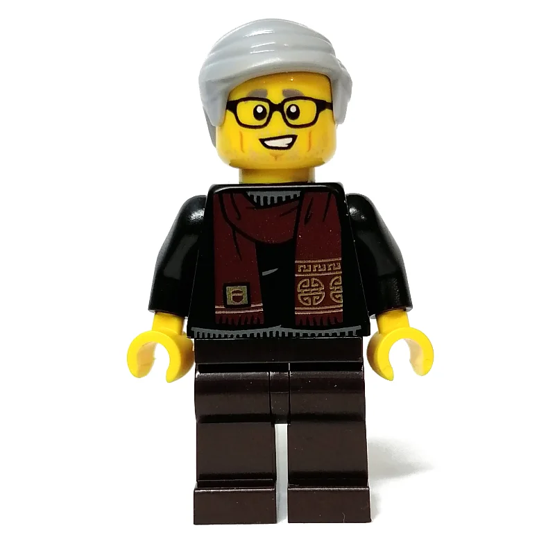 Black Torso, Dark Brown Legs, Light Bluish Grey Hair