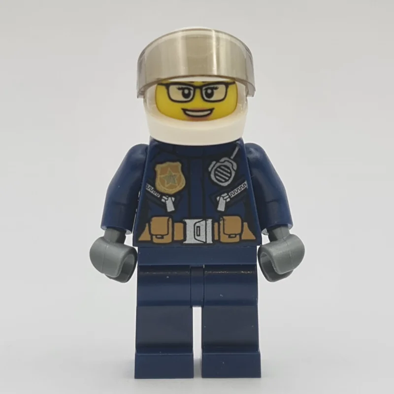 Policewoman, Dark Blue Uniform, White Helmet