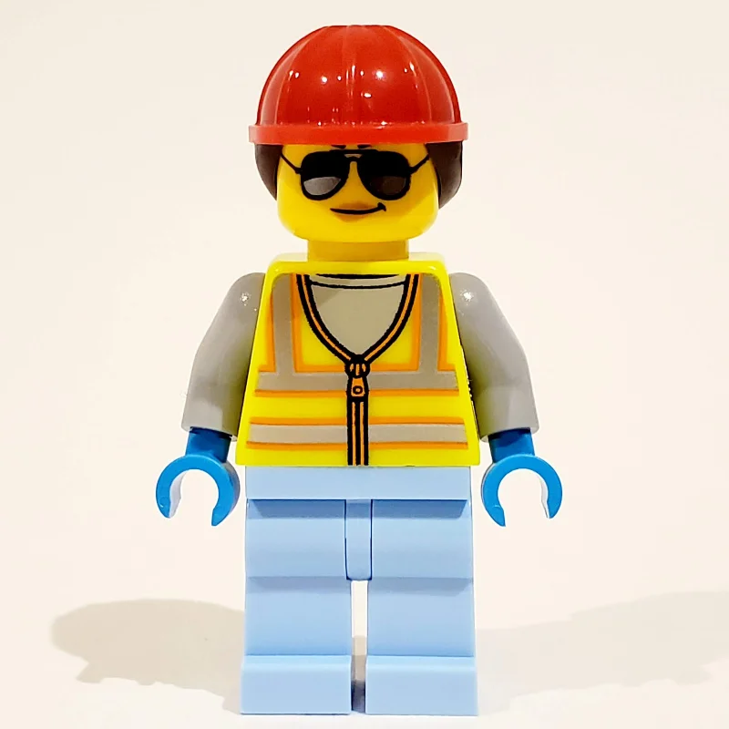 Woman, Vibrant Yellow Safety Vest, Red Hard Hat