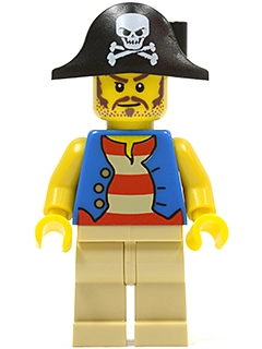 Pirate - Blue Vest, Tan Legs, Black Tricorne (3626c Head)