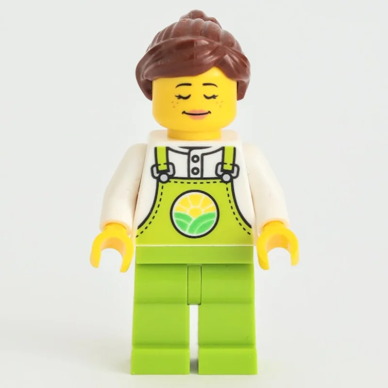 Farmer, Lime Overalls, Reddish Brown Ponytail