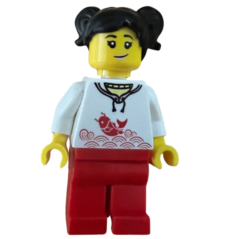 Woman, White Torso with Koi, Red Legs, Black Hair