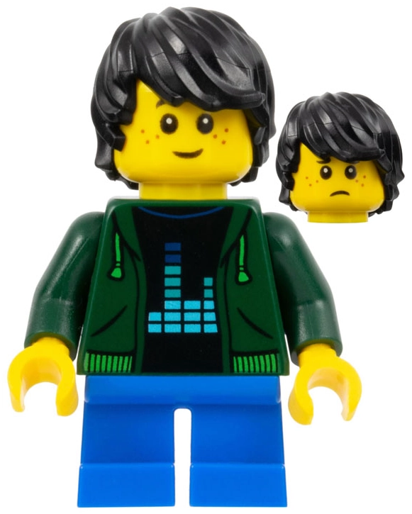 Kid - Dark Green Torso, Blue Legs, Black Hair