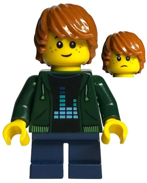 Kid - Dark Green Torso, Dark Blue Legs, Dark Orange Hair
