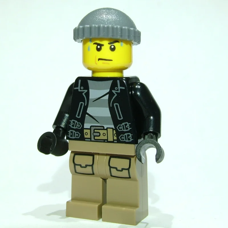 Criminal, Black Torso, Dark Tan Legs, Dark Bluish Grey Cap