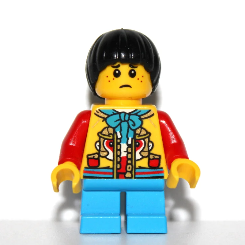 Kid - Yellow Torso, Dark Azure Legs, Black Hair