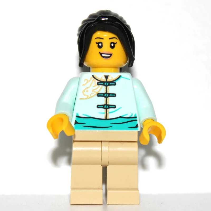 Light Aqua Torso, Tan Legs, Long Black Hair